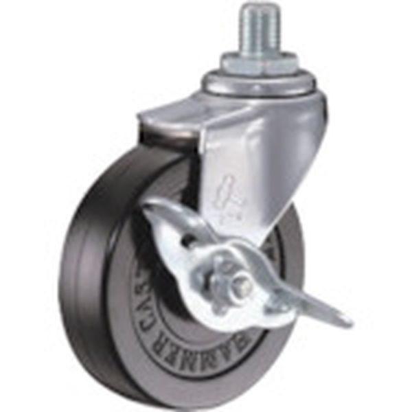 415A20R75  ねじ込み旋回式ゴム車輪 75mm W3/8 ストッパー付