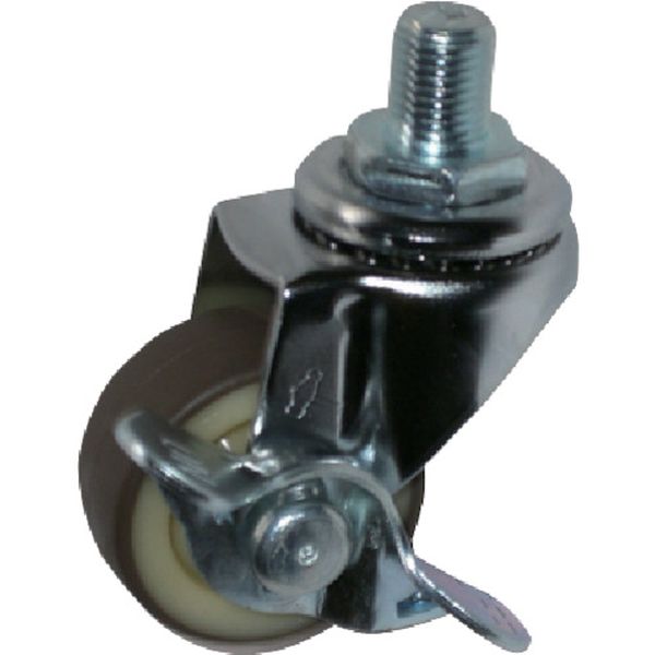 415A3UR40 814-0886 ねじ込み旋回式ウレタン車輪(ナイロンホイール)40mm M12 ストッパー付