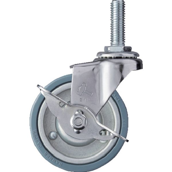 ねじ込み式キャスター ねじ込み式キャスター 自在(ストッパー付) 車輪径75mm ゴム車輪(スチールホイール)