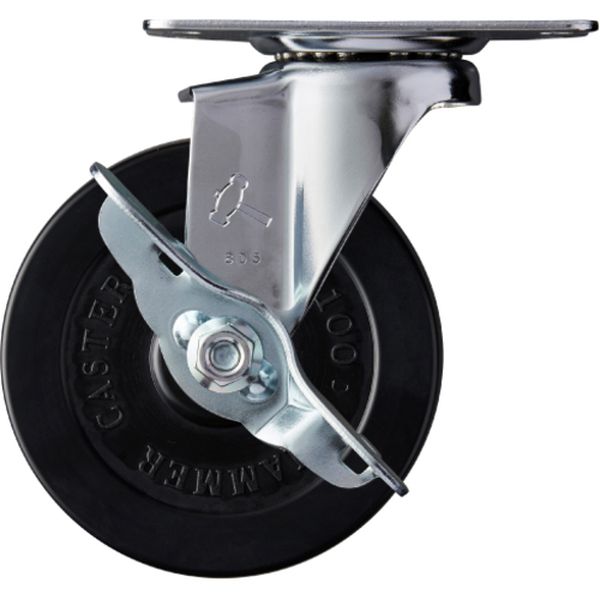 プレート式キャスター プレート式キャスター 自在 車輪径100mm ゴム車輪(ローラーベアリング) Eシリーズ