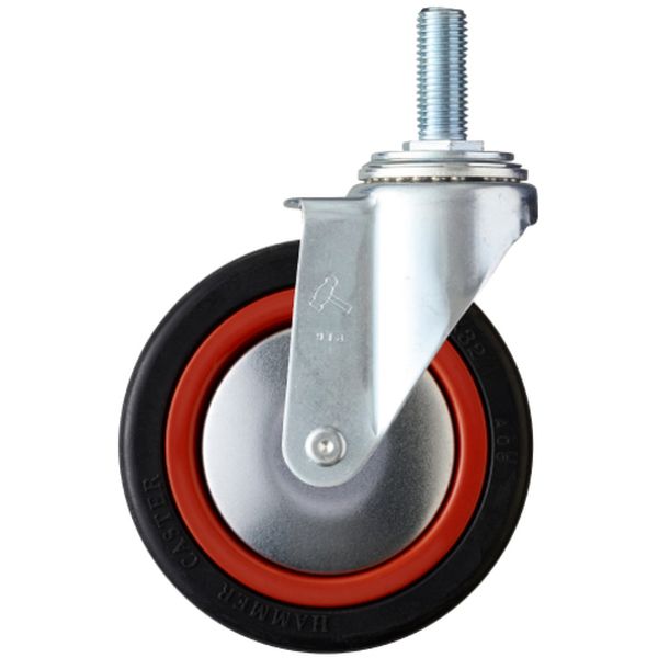 4201MARB125 814-3040 ねじ込み旋回式ゴム車輪(ナイロンホイール・ボールベアリング)125mm M16