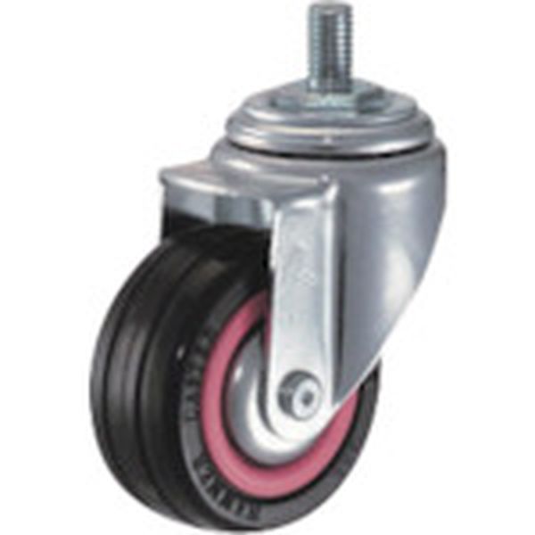 4201MARB75 814-3064 ねじ込み旋回式ゴム車輪(ナイロンホイール・ボールベアリング)75mm M16