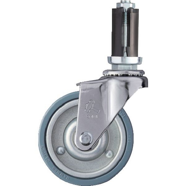 4203EUPR75 814-3154 パイプ差込み旋回式ゴム車輪(スチールホイール)75mm φ22～24用