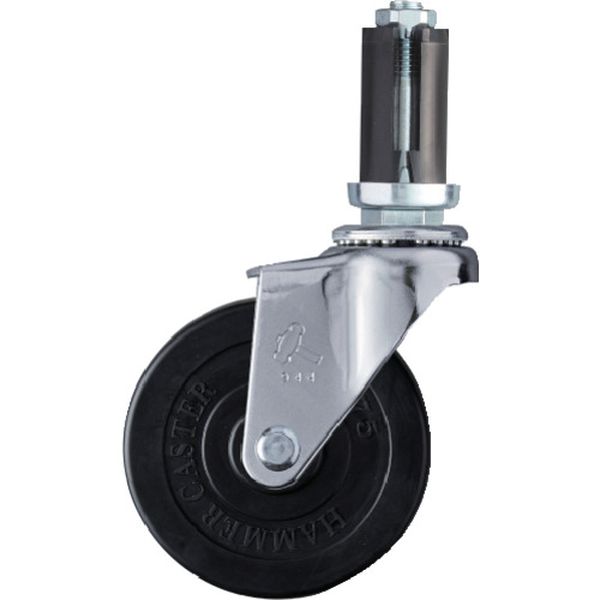 4203EUR75  パイプ差込み旋回式ゴム車輪 75mm φ22～24用