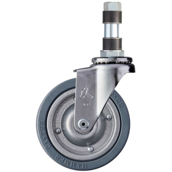 パイプ差込み式キャスター パイプ差込み式キャスター 自在 車輪径100mm ゴム車輪(スチールホイール) φ22用