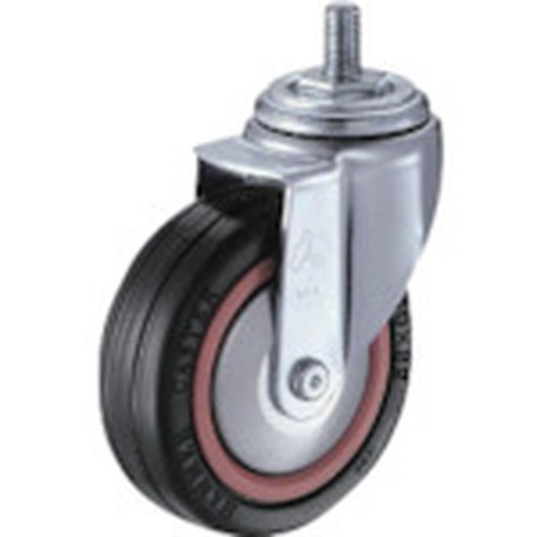 420MARB100 814-2720 ねじ込み旋回式ゴム車輪(ナイロンホイール・ボールベアリング)100mm M12