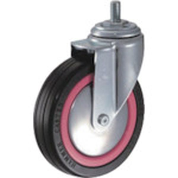 420MARB125 814-2721 ねじ込み旋回式ゴム車輪(ナイロンホイール・ボールベアリング)125mm M12