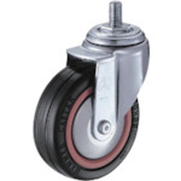 420MARB75 814-2722 ねじ込み旋回式ゴム車輪(ナイロンホイール・ボールベアリング)75mm M12