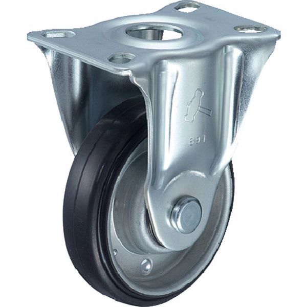 420SR1RB125 338-3840 プレート式キャスター 固定 車輪径125mm ゴム車輪(ボールベアリング)