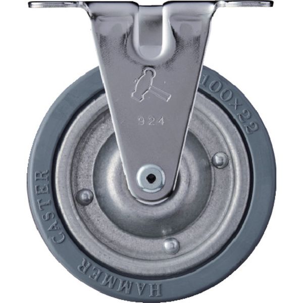 420ERPR100 814-0627  固定式ゴム車輪(スチールホイール)100mm