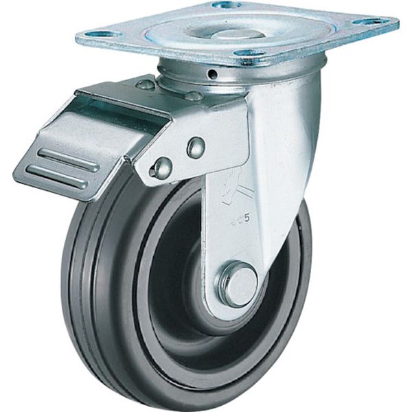 420FASCHR100 814-1066 スイッチキャスター ゴム車輪(ナイロンホイール・ボールベアリング)100mm