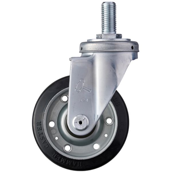 420SARB125 814-2750 ねじ込み旋回式ゴム車輪(スチールホイール・ローラーベアリング)125mm