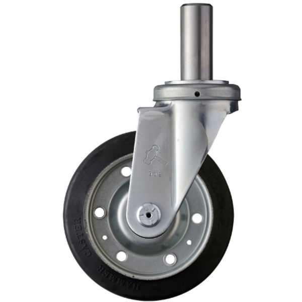 420SKRB150 814-2804 差込み旋回式ゴム車輪(スチールホイール・ローラーベアリング)150mm