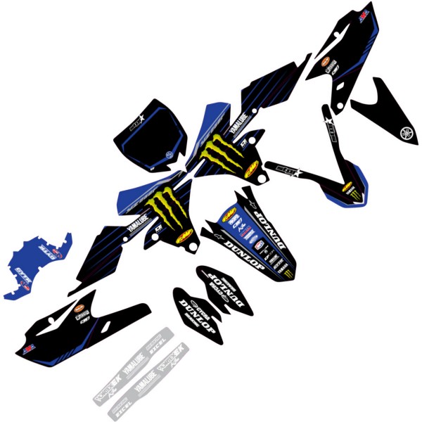 22’スターレーシング グラフィックキット 14年-18年 YZF 250 黒/青/白