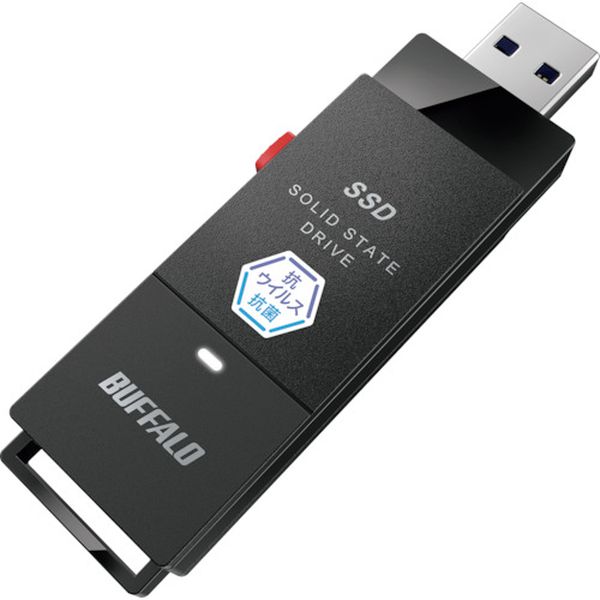 抗ウイルス・抗菌ポータブルSSD USB3.2(Gen1) Type-A スティック型 1TB ブラック