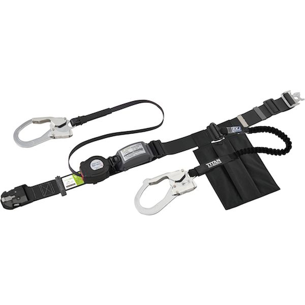 胴ベルト型ロック付き巻取式 ダブル ワンタッチバックル仕様 REELOCK S2NEO ＋ EXJ補助ロープ ブラック