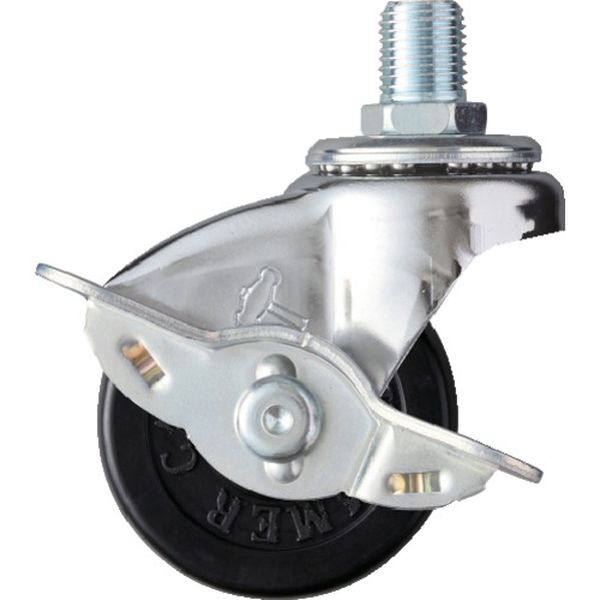 45015A30R50  ねじ込み旋回式ゴム車輪50mm M12 ストッパー付