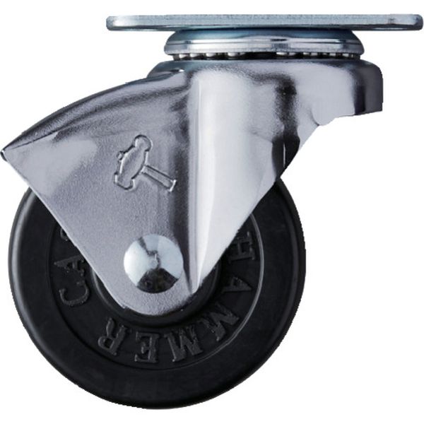 450PR50 814-1448 プレート式キャスター プレート式キャスター 自在 車輪径50mm ゴム車輪 450P