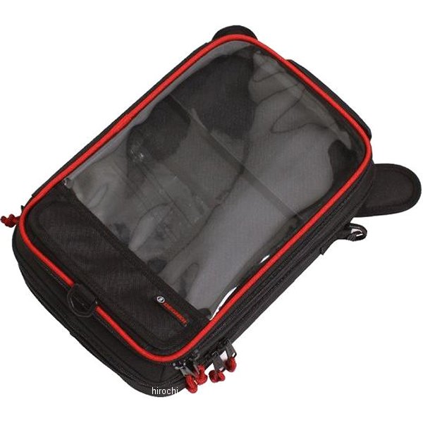 マグネット式タンクバッグ 黒/赤パイピング