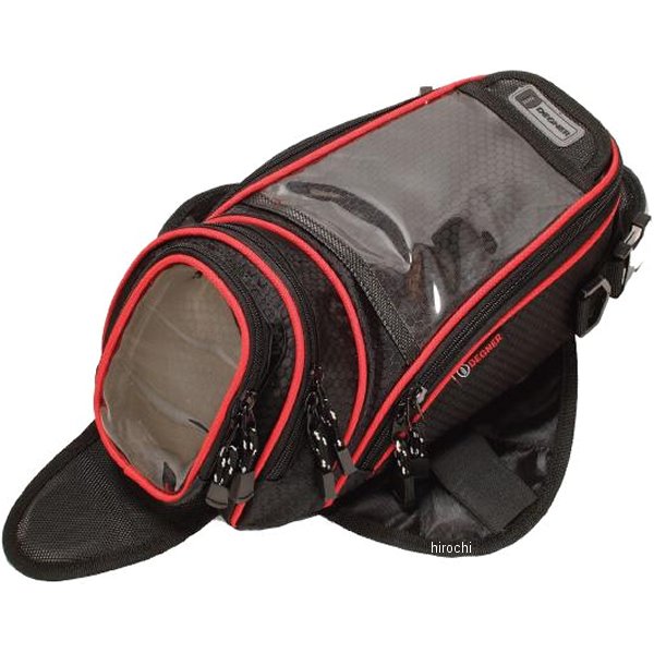 マグネット タンクバッグ 黒/赤パイピング