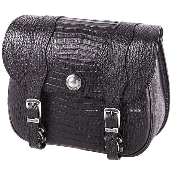 クロコエンボスレザーサドルバッグ 黒