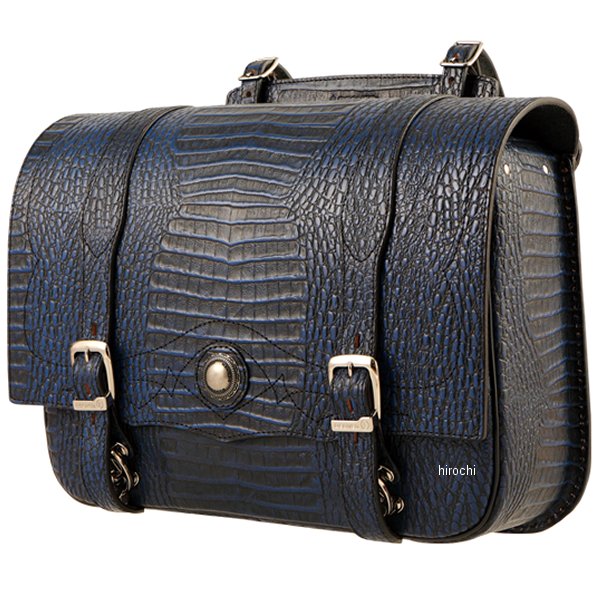 クロコエンボスサドルバッグ 青