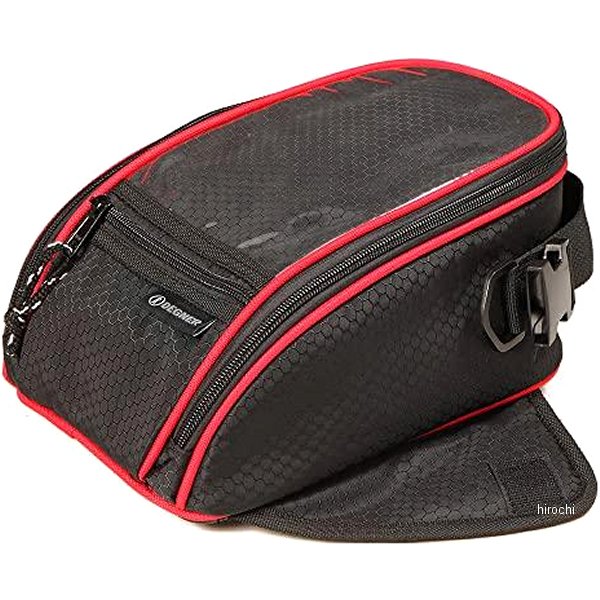 マグネット式タンクバッグ 黒/赤パイピング