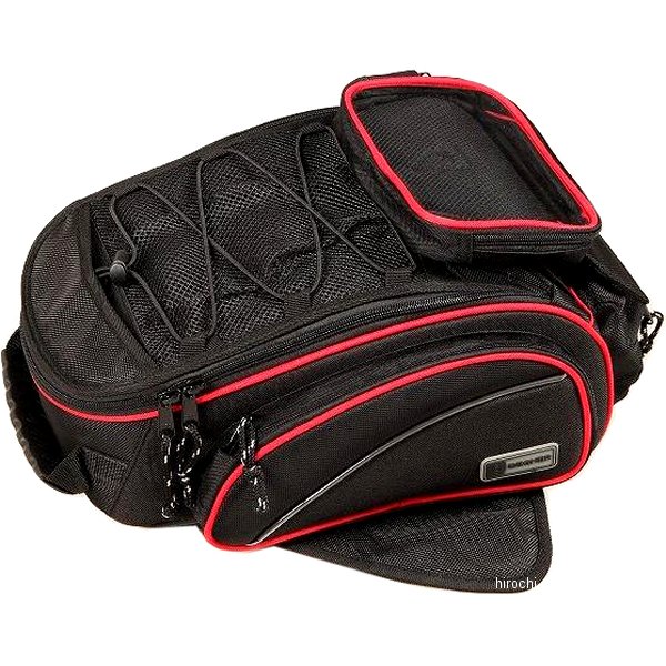 マグネット式タンクバッグ 黒/赤パイピング