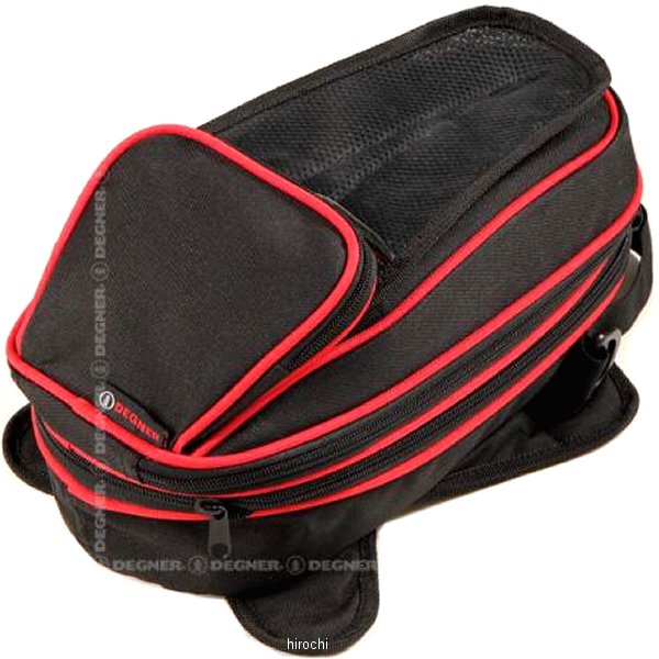 マグネット式タンクバッグ 黒/赤パイピング