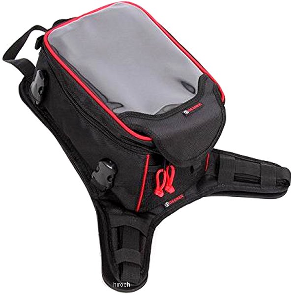 ベルト式タンクバッグ 黒/赤パイピング