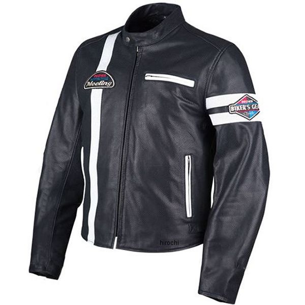 メンズメッシュレザージャケット 黒/白 Lサイズ