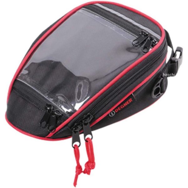 マグネット式タンクバッグ 黒/赤パイピング