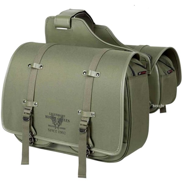 右出マフラー対応 テキスタイルダブルサドルバッグ カーキ