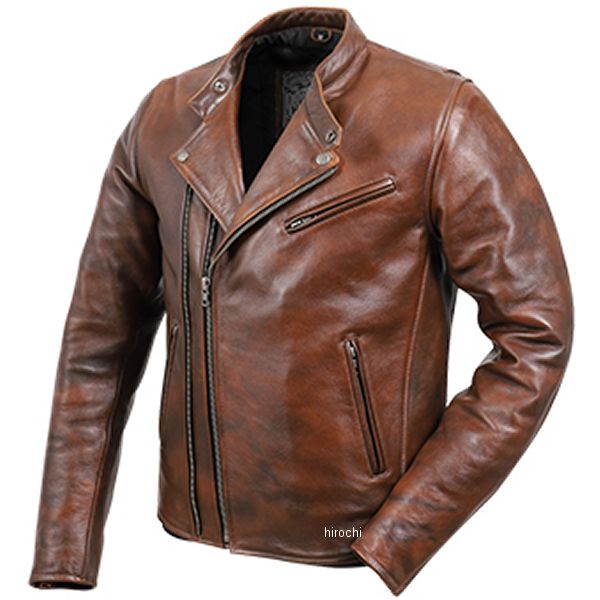 カウレザーダブルジャケット ブラウン 3XLサイズ