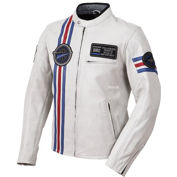 春夏 メンズ レザートリコロール ジャケット 白 Mサイズ