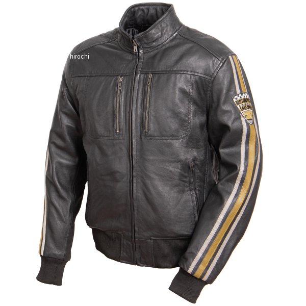 レザーリブジャケット 黒/キャメル Mサイズ