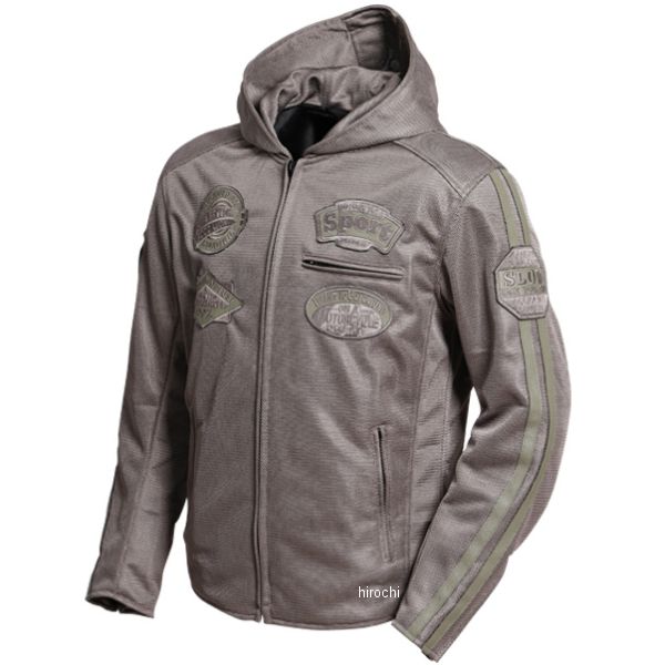 フード付きテキスタイルメッシュジャケット グレー XLサイズ