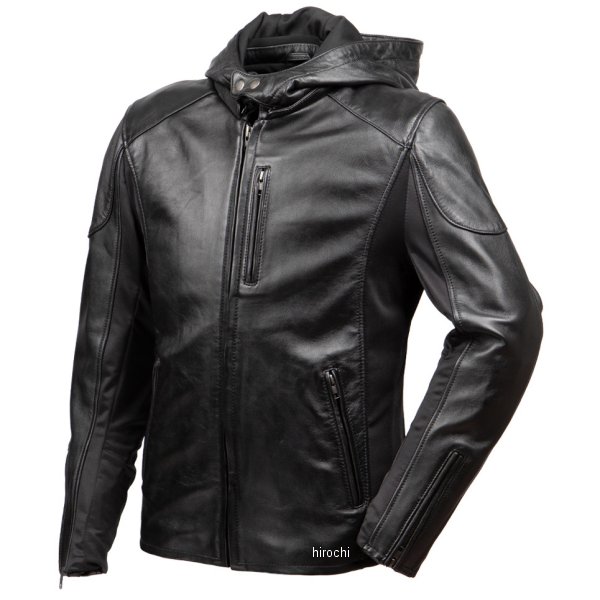 春夏モデル フード付きレザージャケット 黒 Sサイズ
