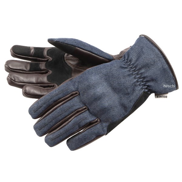 2025年秋冬モデル レザーAAAデニムグローブ ネイビー/ブラウン XLサイズ