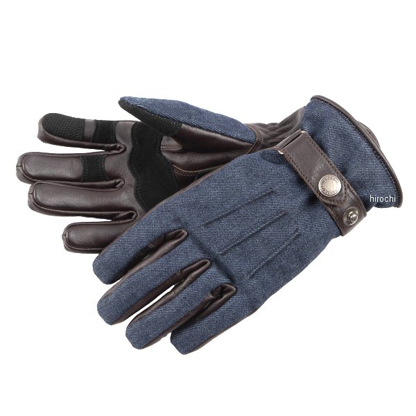 2025年秋冬モデル レザーAAAデニムグローブ ネイビー/ブラウン Lサイズ