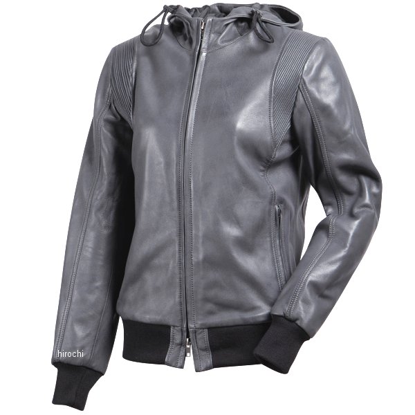 2025年秋冬モデル フード付きレザージャケット グレー Lサイズ