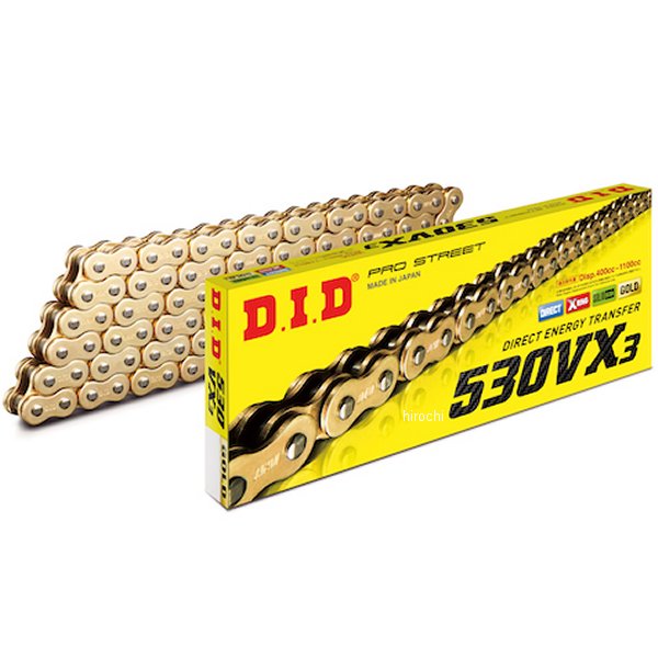 チェーン 530VX3 VXシリーズ Xリング ゴールド 120L クリップ