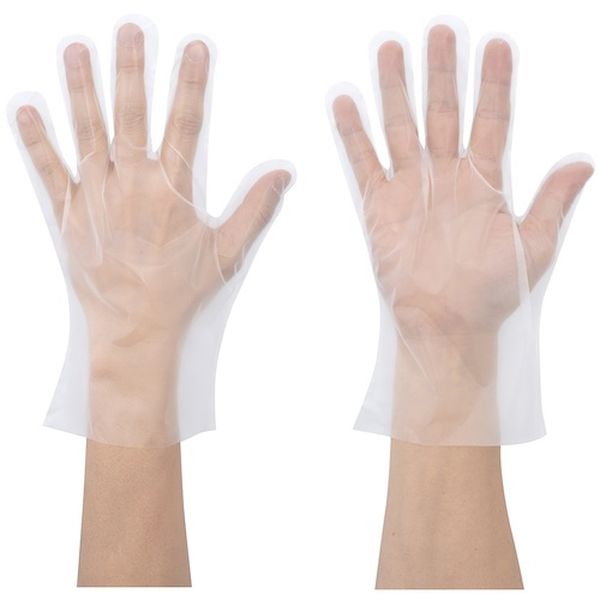 ポリエチレン使い捨て手袋 ナイスハンドきれいな手つかいきりグローブ 内エンボス100枚入 Lサイズ