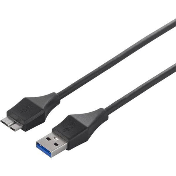 453-1276 USB3.0 A to microB スリムケーブル 0.5m ブラック