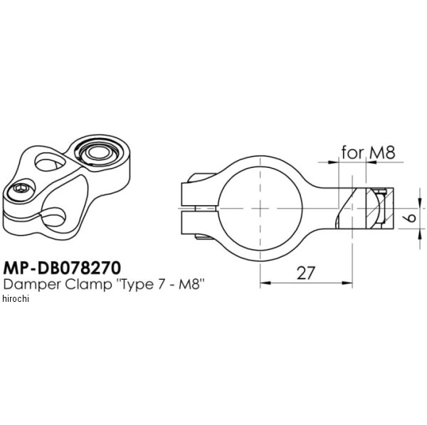 ボディークランプ 24.6mm TYPE-7 M8 ゴールド