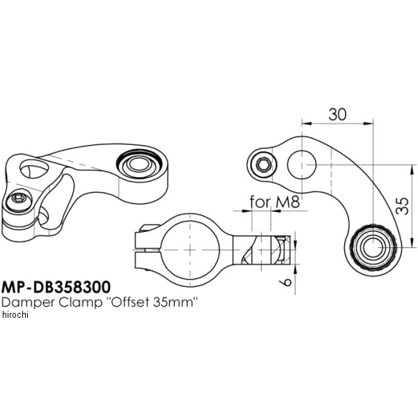 ボディークランプ 24.6mm オフセット35mm ゴールド