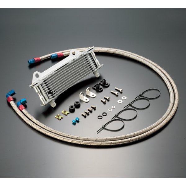 オイルクーラーキット 下出し/ラウンド #6 9-10R 83年-85年 GPZ750、GPZ750F シルバー