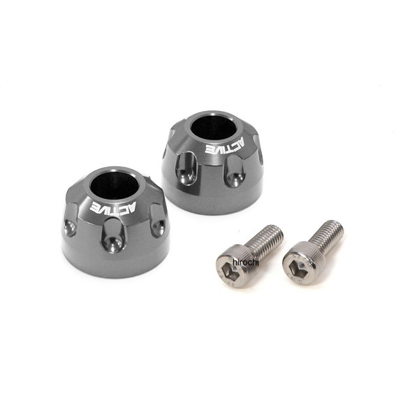 【New】 カワサキ用 M8 アルミバーエンド カラー付 リボルバー ガンメタ φ33-L22.5