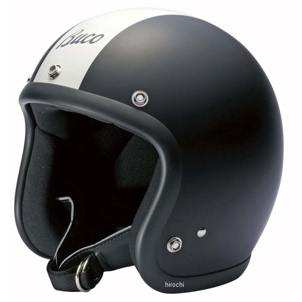 ジェットヘルメット ベビーブコ ストライプ マットブラック/マットアイボリーライン SMサイズ