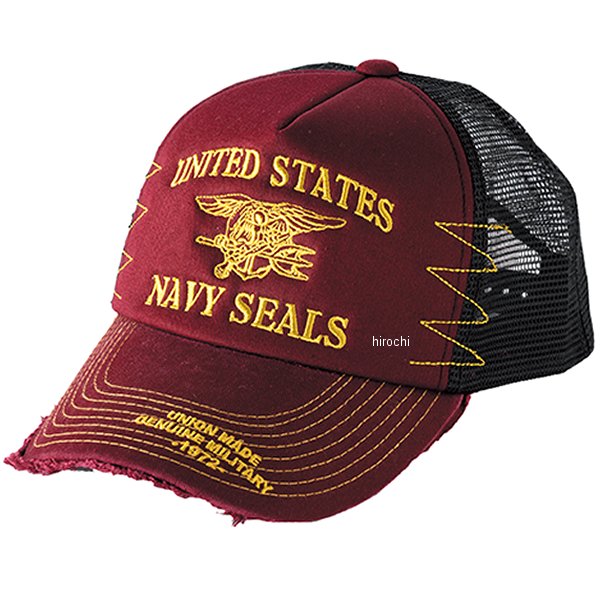 HOUSTON メッシュキャップ NAVY SEALS EMB ワイン